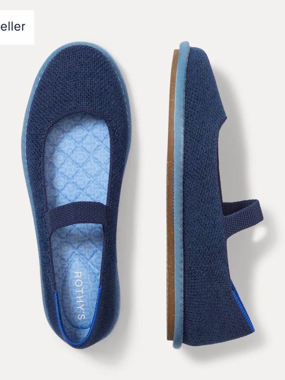 Rothy's Navy Knit Mary Jane Flats